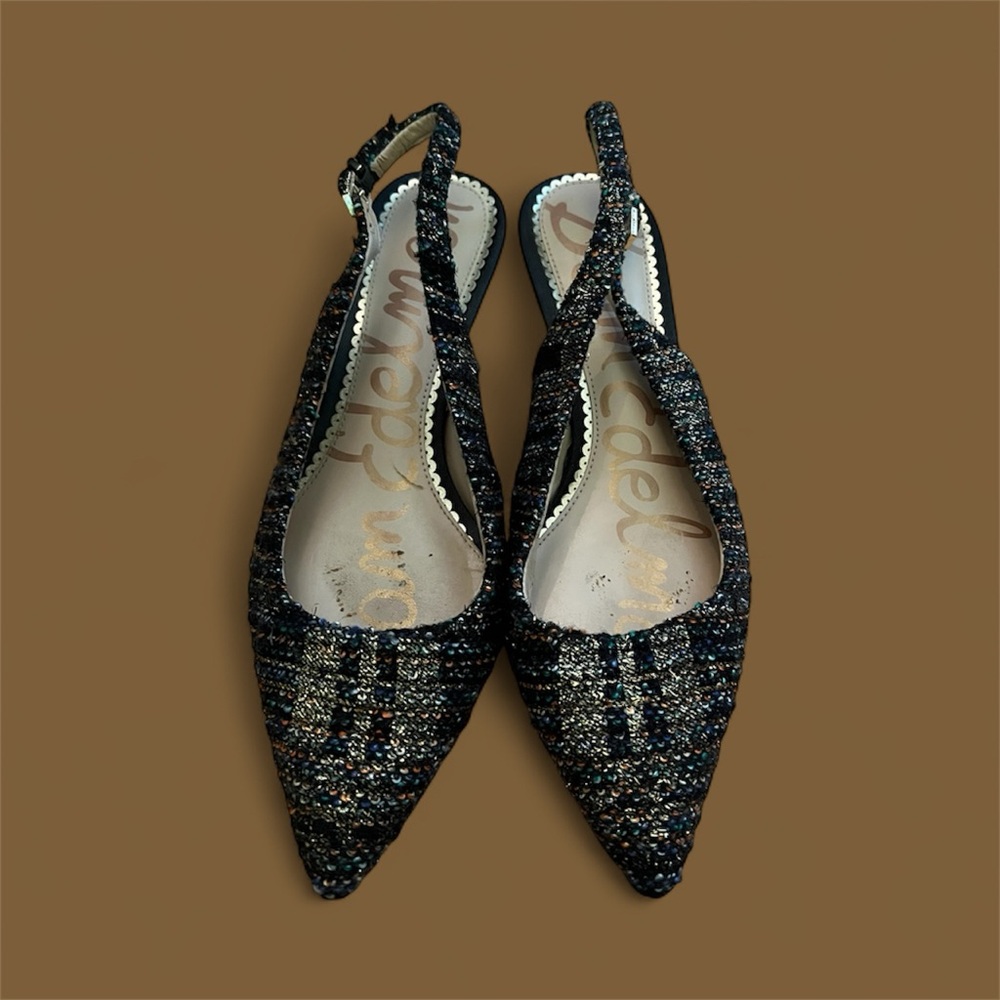 Sam Edelman Black Glitter Slingback Flats